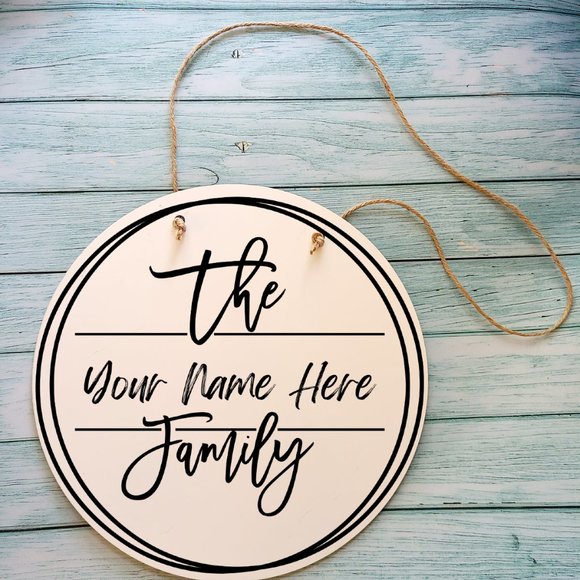 Hand Crafted Other - Custom Welcome Sign Spell Out The Family 12" Thin Round Birch Wood Door Decor